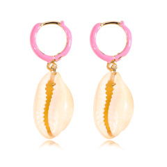European and American fashion new alloy oil drip women eardrop shell earrings