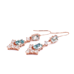 Luxury jewelry 925 sterling silver blue white dangle moissanite earring wire