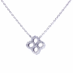 Four clover leaf shape 925 sterling silver gold plated moissanite diamond necklace