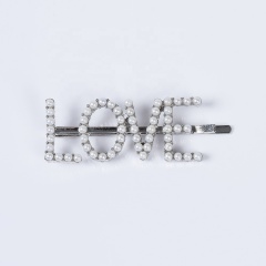 2020 Autumn and winter words hair clip flash geometric letters rhinestone crystal hairpin LOVE word hair clip