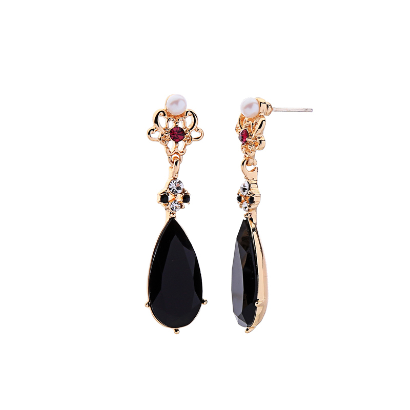 2019 stainless steel silver water drop vintage geometric crystal earrings