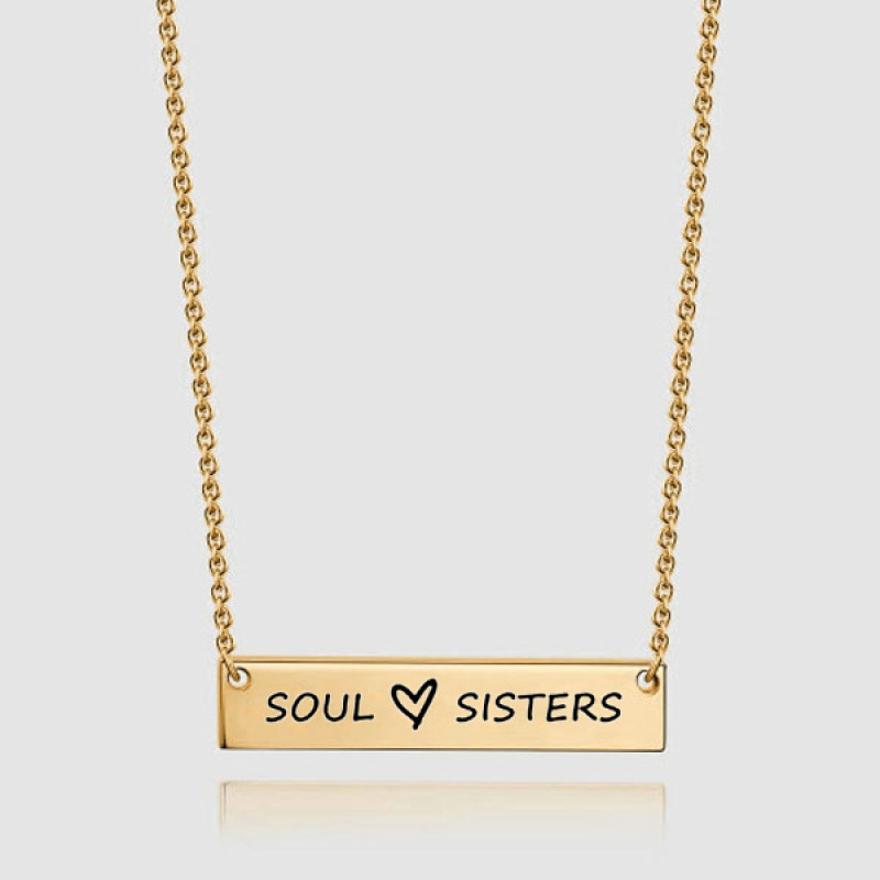 personalized amazon gift titanium soul sisters laser engrave gold stainless steel name necklace