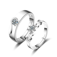 Wholesale Jewelry 925 Sterling Silver Plated White Gold CZ Couple Rings Wholesale Jewelry 925 Sterling Silver Plated White Gold CZ Couple Rings