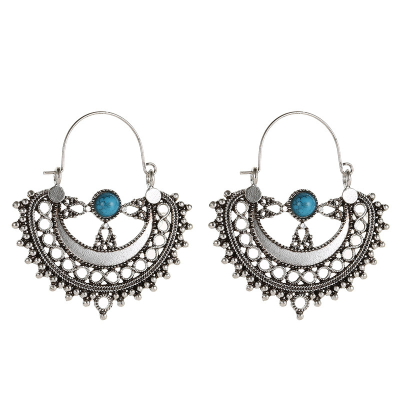 fancy boho Bohemian vintage Beach Hollow Pattern Carved ethnic earrings statement For Women
