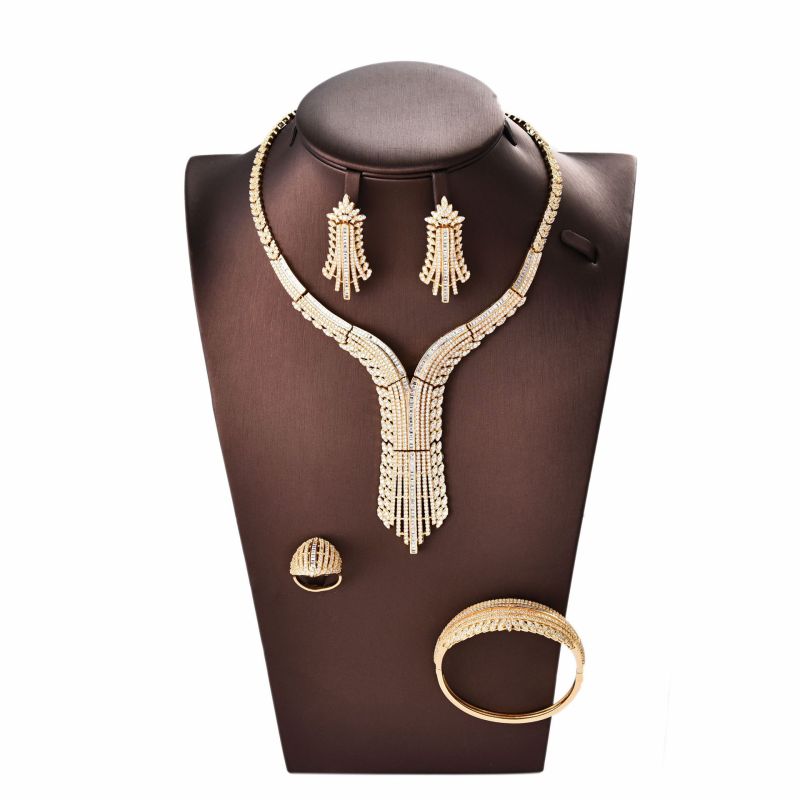 many designs fashion  luxury copper Bridal wedding party jewelry zircon set