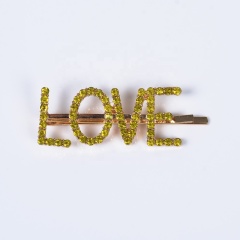 2020 Autumn and winter words hair clip flash geometric letters rhinestone crystal hairpin LOVE word hair clip