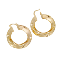Fashion elegant circle women wrinkle twisted 18k gold plated hoop copper earrings