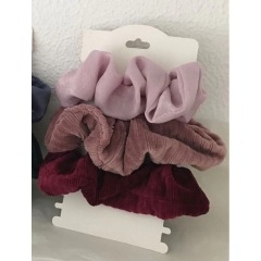 Amazon new fashion knitted pink  elastic hair band solid color girls hair scrunchies set