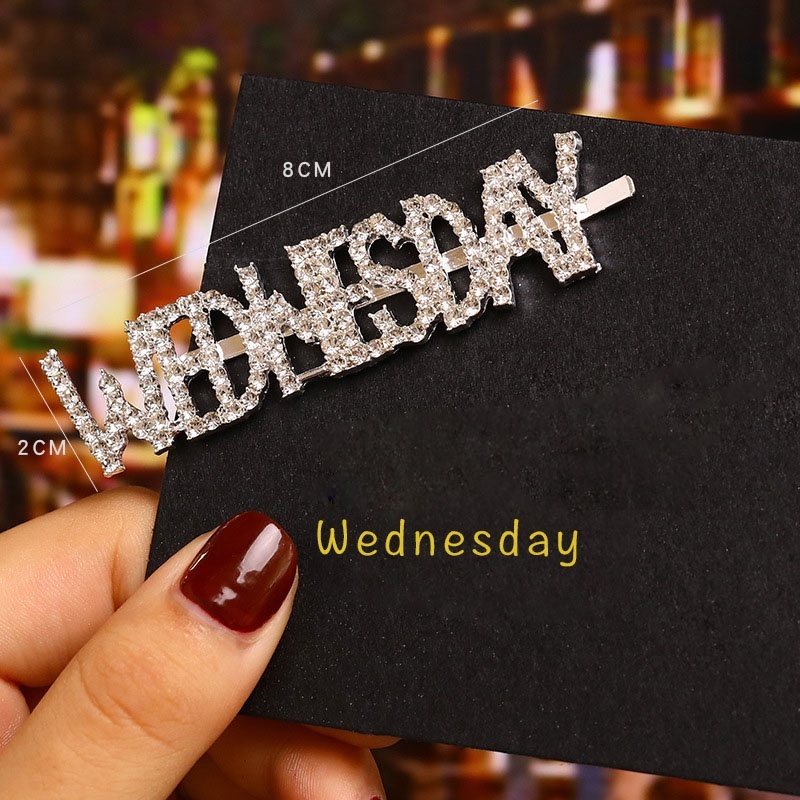New weekday bling hair accessories women clips custom rhinestone hair pins for daily life New weekday bling hair accessories women clips custom rhinestone hair pins for daily life