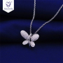 New Wedding 18K White Gold beaded Moissanite butterfly Diamonds Pendant Necklace