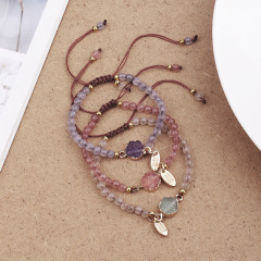 Handmade Natural Stone Bead Bracelet Colored Druzy Resin Weaving Stretch Bracelet