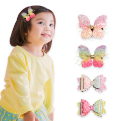 Best selling butterfly hairpin party hair accessory girl sequin bow bling hair clips