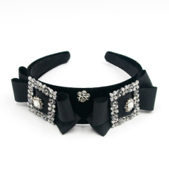 New fashion wholesale gemstone bow baroque rhinestone crystal hairband for woman