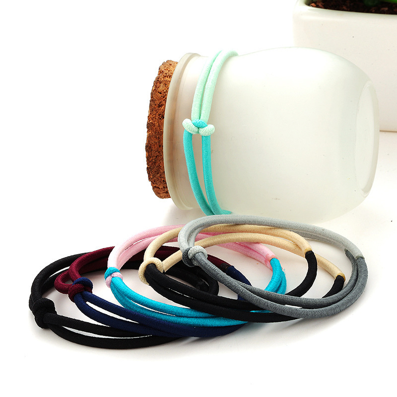 Wholesale new Korean simple girls double color knotted rubber hair rings