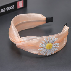 Wholesale Fashion Women Plain Summer Daisy Flower Cross HairBand For Girls