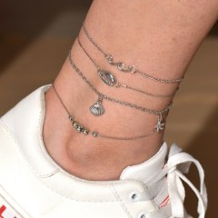 4 Sets korean style silver 925 foot jewelry sea shell sea star anklets chains for women feet