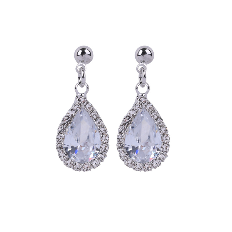 popular korea zircon earring ins jewelry circle multi color 925 silver hanging drop earring zircon