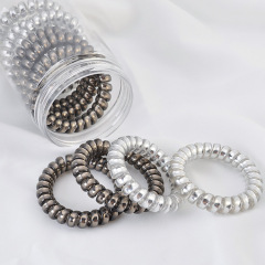 Pink transparent Elastic ropes ponytail holder Scrunchies Girl Coil Rings Hair bands