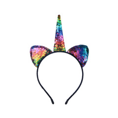 Colorful hair accessories glitter bling sequin cat ear unicorn headband