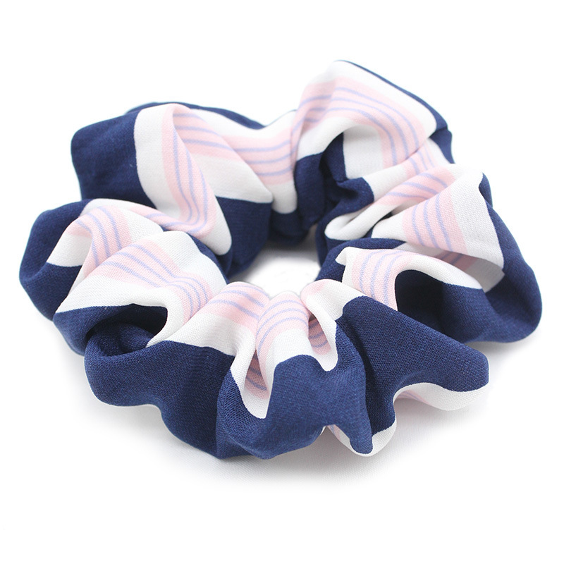Wholesale Bulk Custom Women Elastic Two-color striped fabric Hair Scrunchie for girls