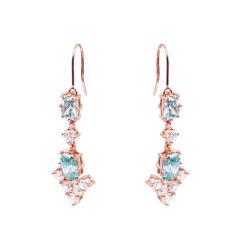 Luxury jewelry 925 sterling silver blue white dangle moissanite earring wire