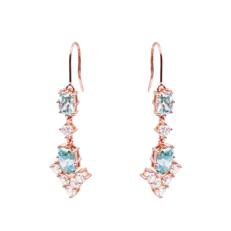 Luxury jewelry 925 sterling silver blue white dangle moissanite earring wire