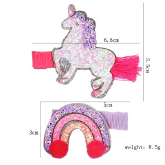 Custom metal alligator sequin glitter bling kid unicorn hair clip