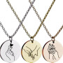 Custom stainless steel necklace wholesale chain engrave letter initial blank disc necklace