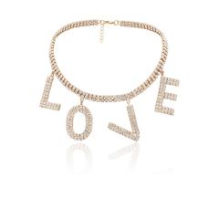 wholesale jewelry bling bling chain crystal LOVE letter choker for women