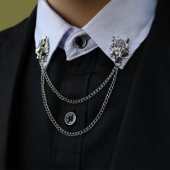 High Quality Men's Suits Gold metal brooch Corsage Needle Chain Handmade Lapel Pin tiger brooches for men
