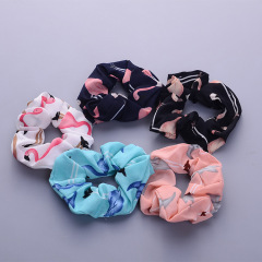 Fashion Ponytail holder glitter Hair Scrunchies flamingo print Hair ties
