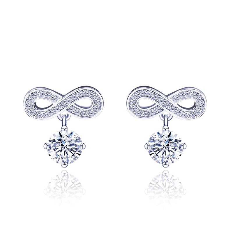 Wedding bride bridesmaid bowknot pendant 925 silver vvs moissanite earrings Wedding bride bridesmaid bowknot pendant 925 silver vvs moissanite earrings