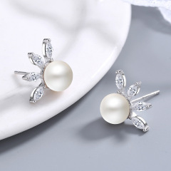 Elegant Natural Freshwater Pearl Earrings For Women S925 Sterling Silver Earring stud Elegant Natural Freshwater Pearl Earrings For Women S925 Sterling Silver Earring stud