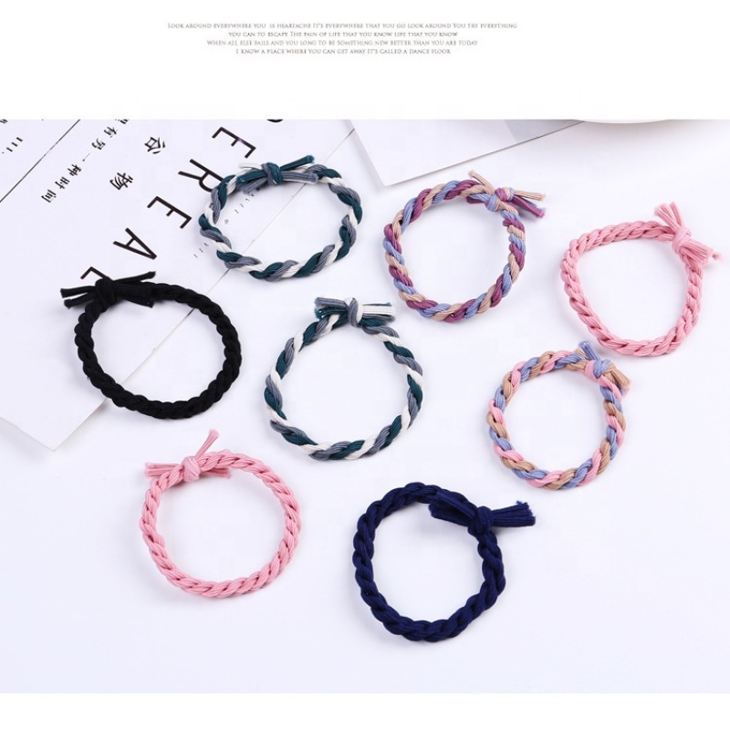 Wholesale traceless korean high elastic hair tie color matching hand-knotted knot hair tie rope Wholesale traceless korean high elastic hair tie color matching hand-knotted knot hair tie rope