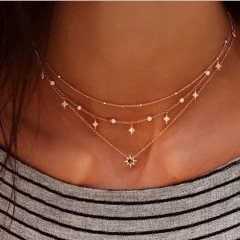 wholesale fancy Amazon ins fashion gold beach star sun layered necklace for women lady girls layers wholesale fancy Amazon ins fashion gold beach star sun layered necklace for women lady girls layers