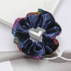 fashion high-end super shiny bling bling seam girls velvet elastic scrunchy hair ties