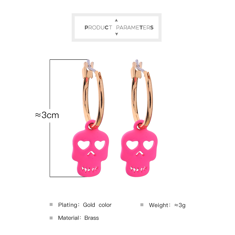 Halloween jewelry plastic pink jewelry 925 sterling silver small skull earrings