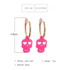 Halloween jewelry plastic pink jewelry 925 sterling silver small skull earrings