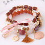 wholesale custom Girls Summer Human Moon Shell Crystal Multi-layer Beads Bracelets
