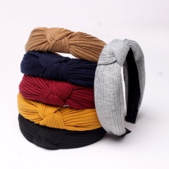 Solid colors Custom vintage strip cloth women headband Cross Knot Hair hoop