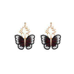 Wholesale Girls Delicate Handmade Rhinestone Embroidery Lace butterfly earrings