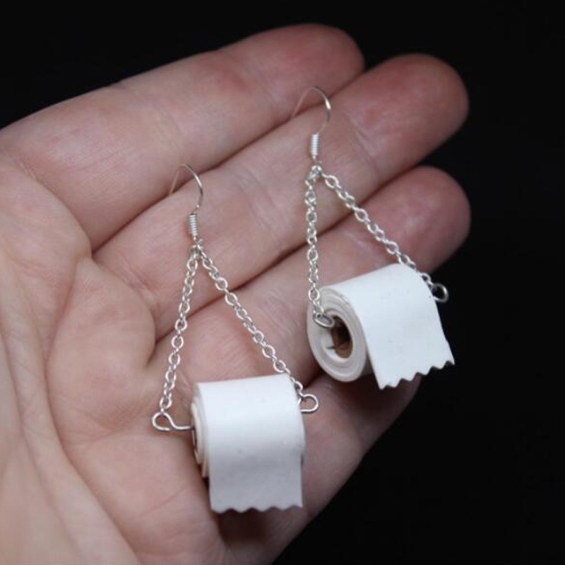 2020 Funny Roll Paper Dangle Drop Creative Toilet Paper Earrings For Woman Girl Jewelry 2020 Funny Roll Paper Dangle Drop Creative Toilet Paper Earrings For Woman Girl Jewelry