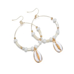2019 Fashion jewelry pearl sea shell large gold sterling silver earring hoop for women