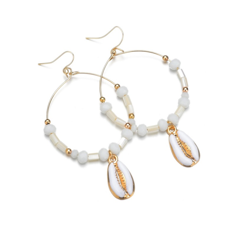 2019 Fashion jewelry pearl sea shell large gold sterling silver earring hoop for women