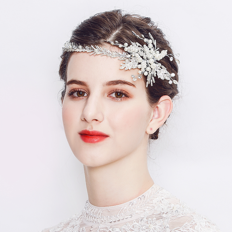 Wholesale  headdress temperament rhinestone crown garland pearl flower bridal hairbands