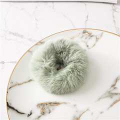 Custom Scrunchy Elastic Ponytail Holder Plush gold Fluffy hair ties women