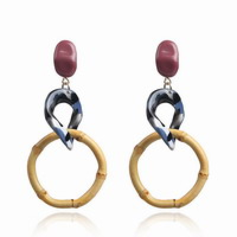 amazon ins Customized fashion Vintage drop Long Acrylic wholesale bamboo double circle earring amazon ins Customized fashion Vintage drop Long Acrylic wholesale bamboo double circle earring