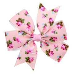 Boutique roses flowers printing hairbows baby girls hair clip for girls hair accessories