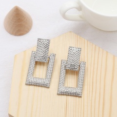 New fashion European and American geometric female square buckle alloy retro earrings