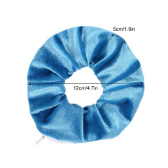 High Quality Velvet Pocket Hidden Elastic Zipper Hair Scrunchies for Women Ponytail Holder